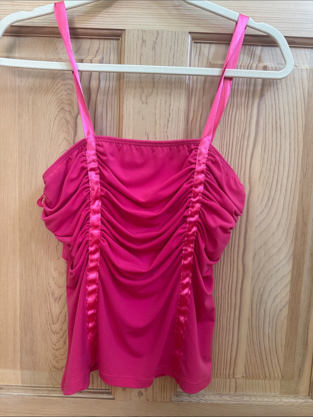 Juniors Hot Pink Ruched Cami Tank Top